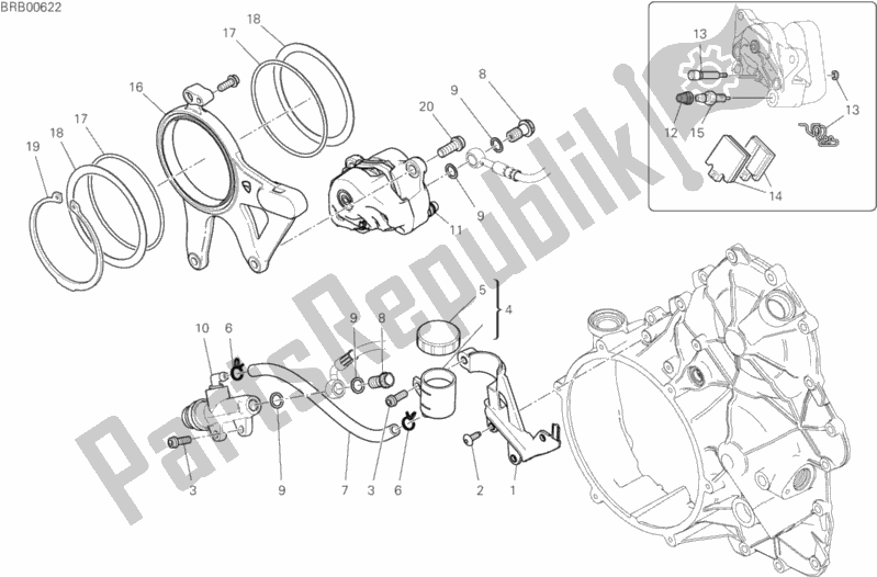All parts for the Rear Brake System of the Ducati Superbike Panigale V4 S Corse 1100 2019